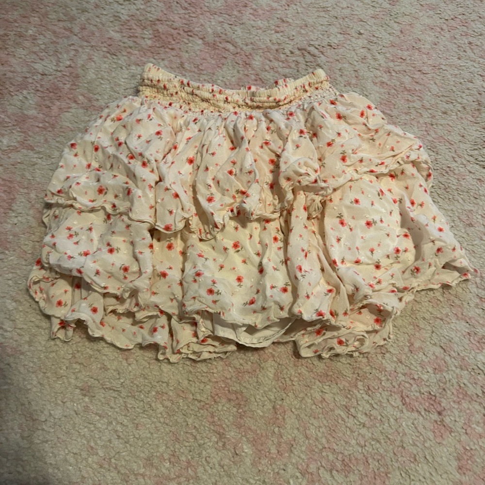 Floral Ruffle Mini Skirt